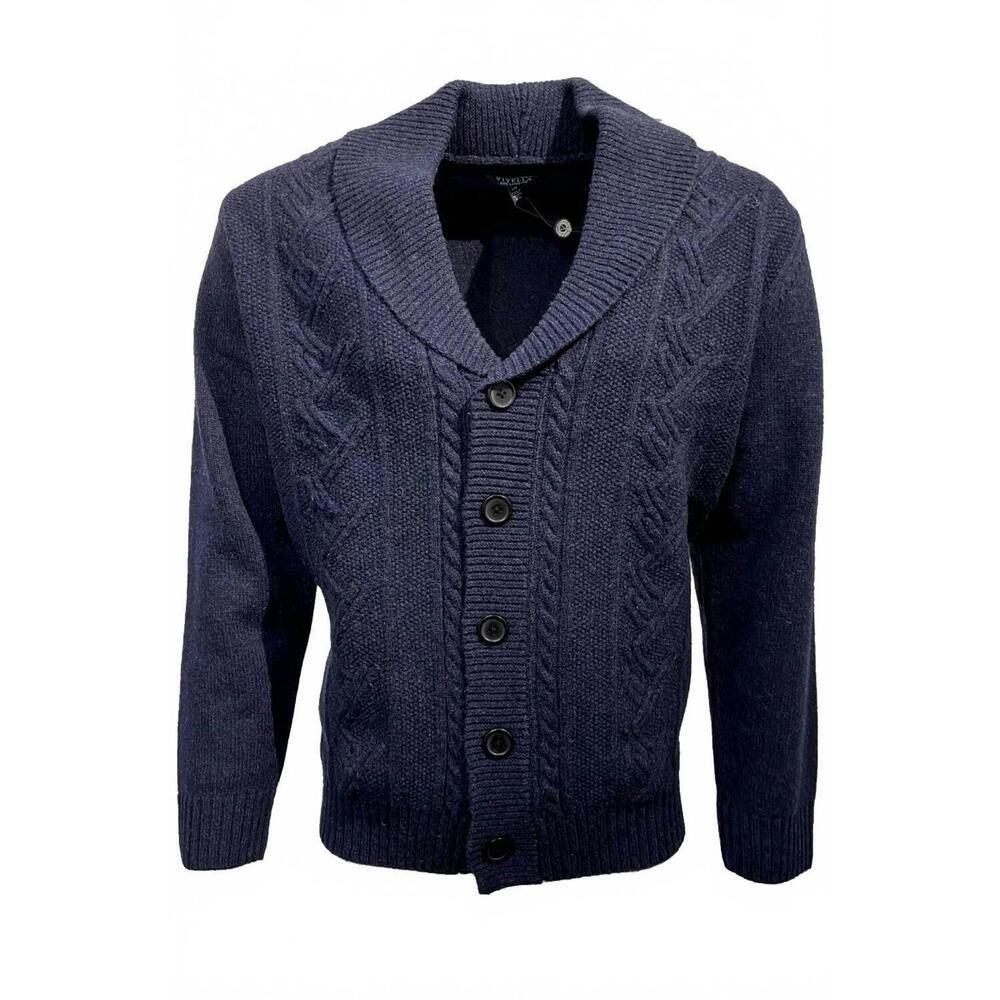NEW VIYELLA men's shawl collar wool blend button-front cable knit cardigan sweat